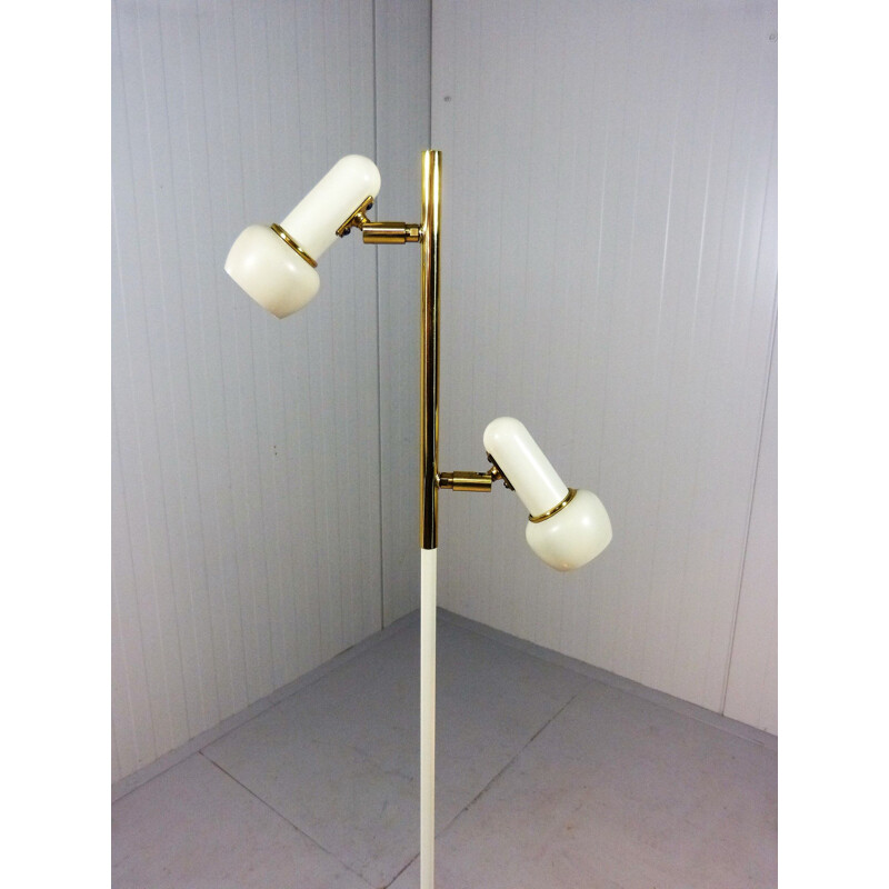 Vintage Brass and cream coloured floor lamp 1950s