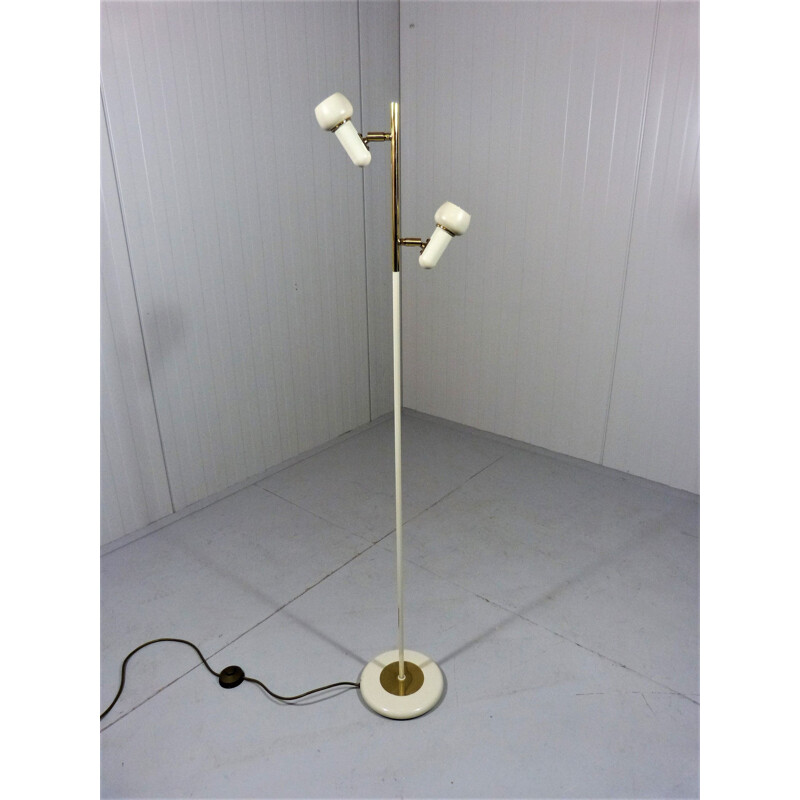 Vintage Brass and cream coloured floor lamp 1950s