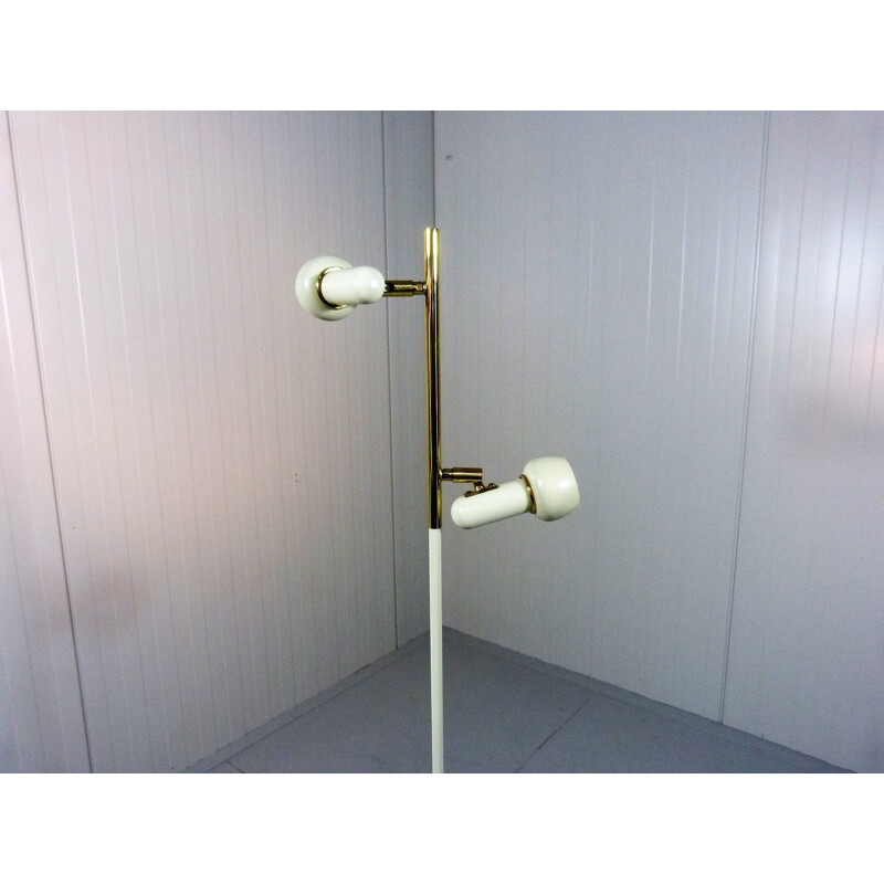 Vintage Brass and cream coloured floor lamp 1950s