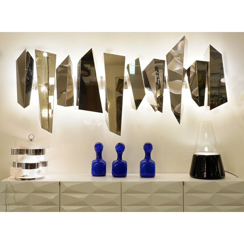 Vintage wall lamp - Polished Steel Sculpture Mario Torregiani 1990