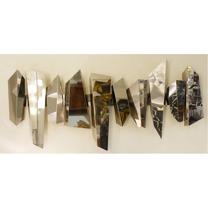 Vintage wall lamp - Polished Steel Sculpture Mario Torregiani 1990