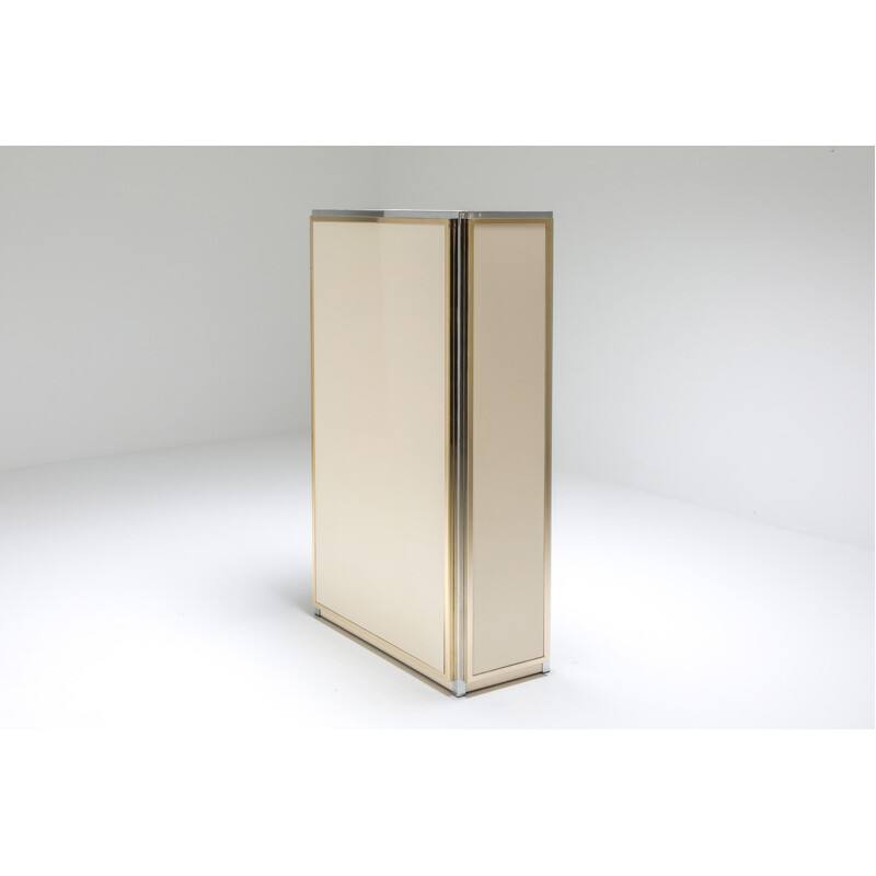 Vintage Brass and Chrome  Vitrine Showcase with Glass Doors -Renato Zevi 1970s