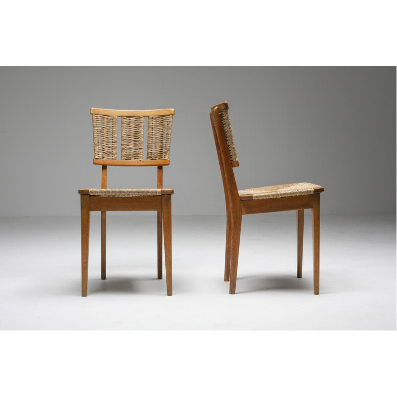 Vintage 'A2-1' Chair in Oak and Straw Mart Stam 1947