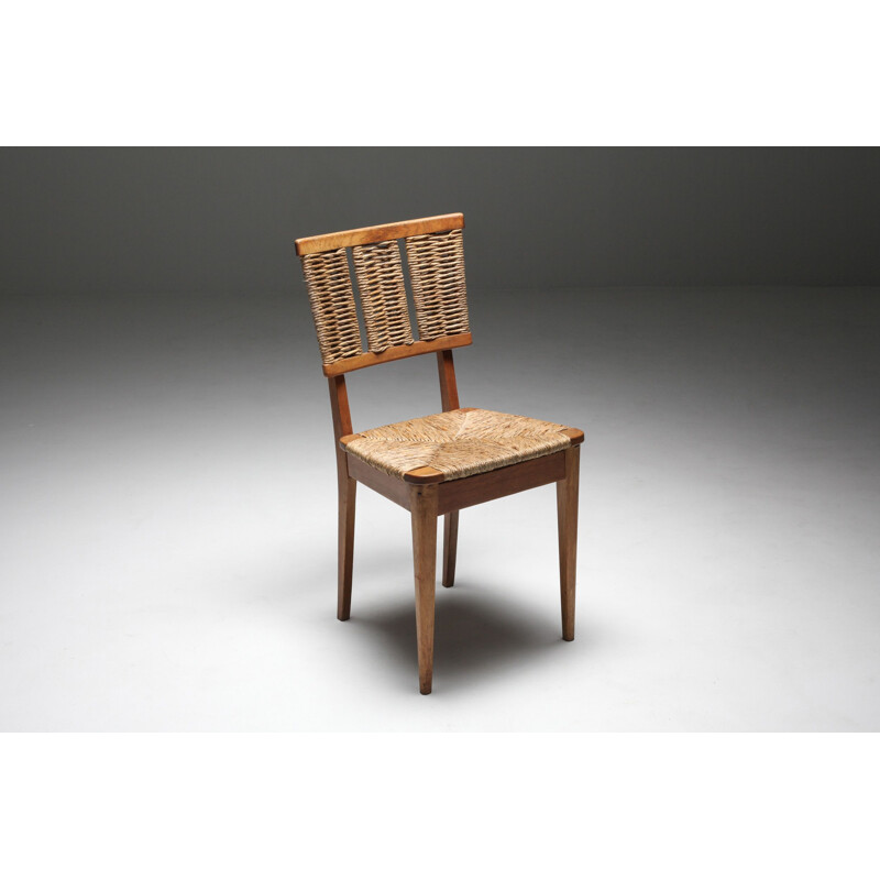 Vintage 'A2-1' Chair in Oak and Straw Mart Stam 1947