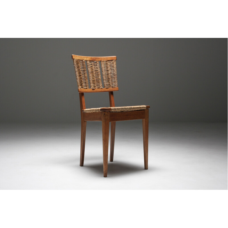 Vintage 'A2-1' Chair in Oak and Straw Mart Stam 1947