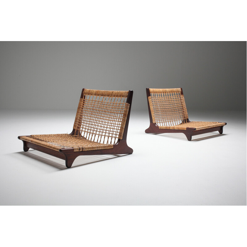 Pair of Vintage  low lounge chairs Hans Olsen 1960