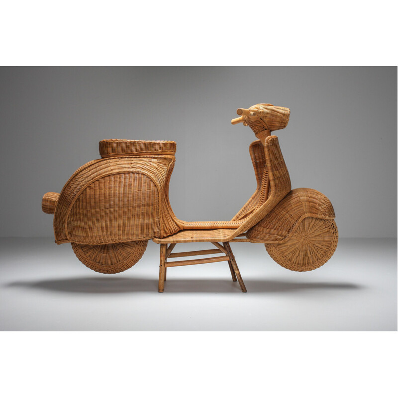 Vintage Vespa scooter Bamboo wicker 1970s