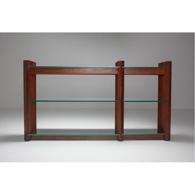 Vintage console table in stained oak Scarpa  1960s