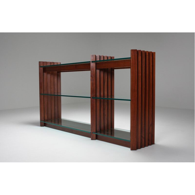 Vintage console table in stained oak Scarpa  1960s