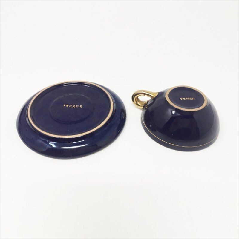 Set of 11 Vintage  Blue Coffee and Tea Set,Art Deco French 1930s