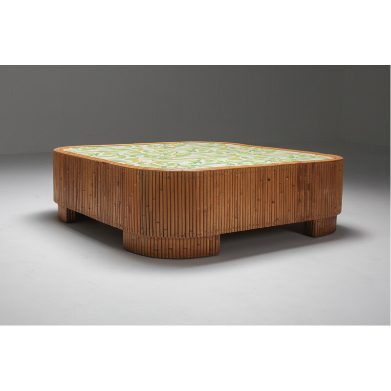 Table basse vintage en bambou Vivai del Sud 1970