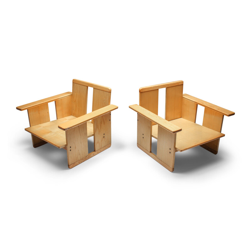 Pair of Vintage Scarpa crate chairs Maxalto Afra & Tobia 1970s