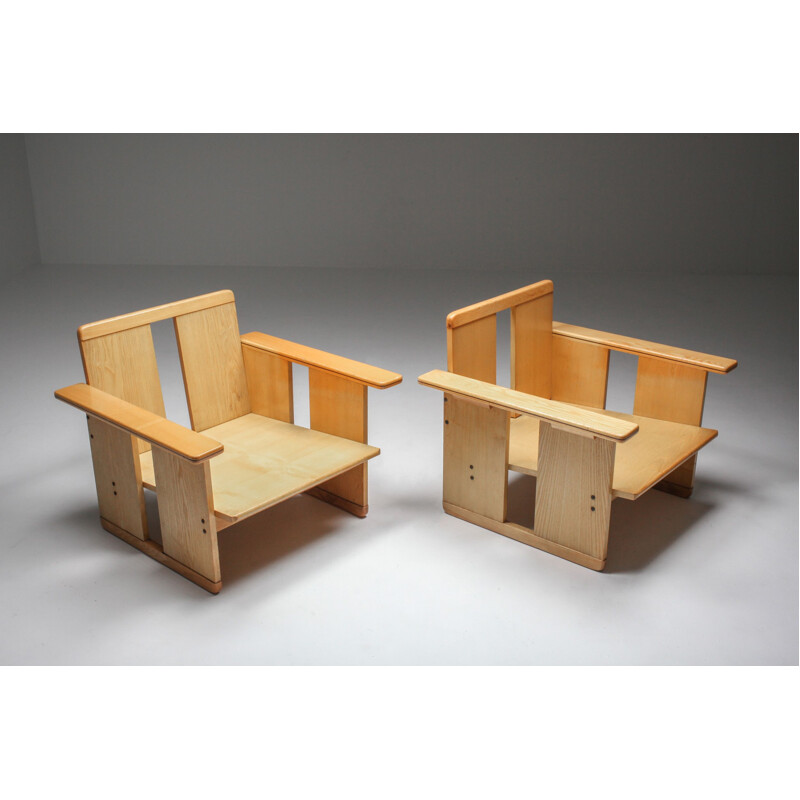 Pair of Vintage Scarpa crate chairs Maxalto Afra & Tobia 1970s