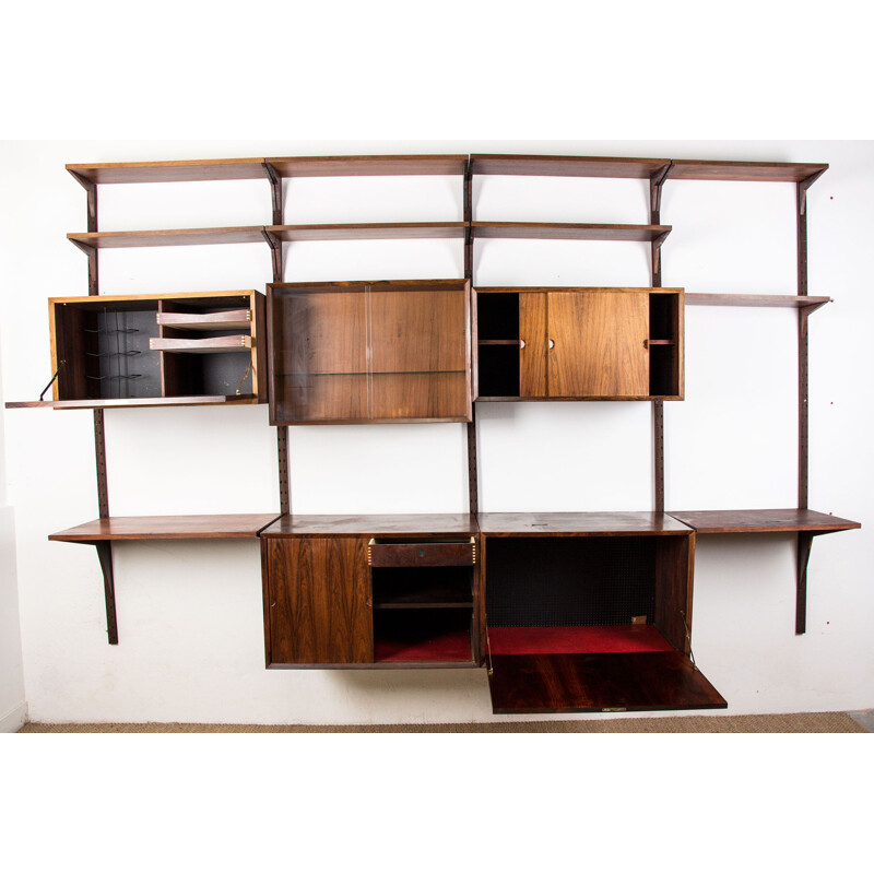 Vintage large modular shelf in Rio Rosewood by Poul Cadovius Danish Poul 1960
