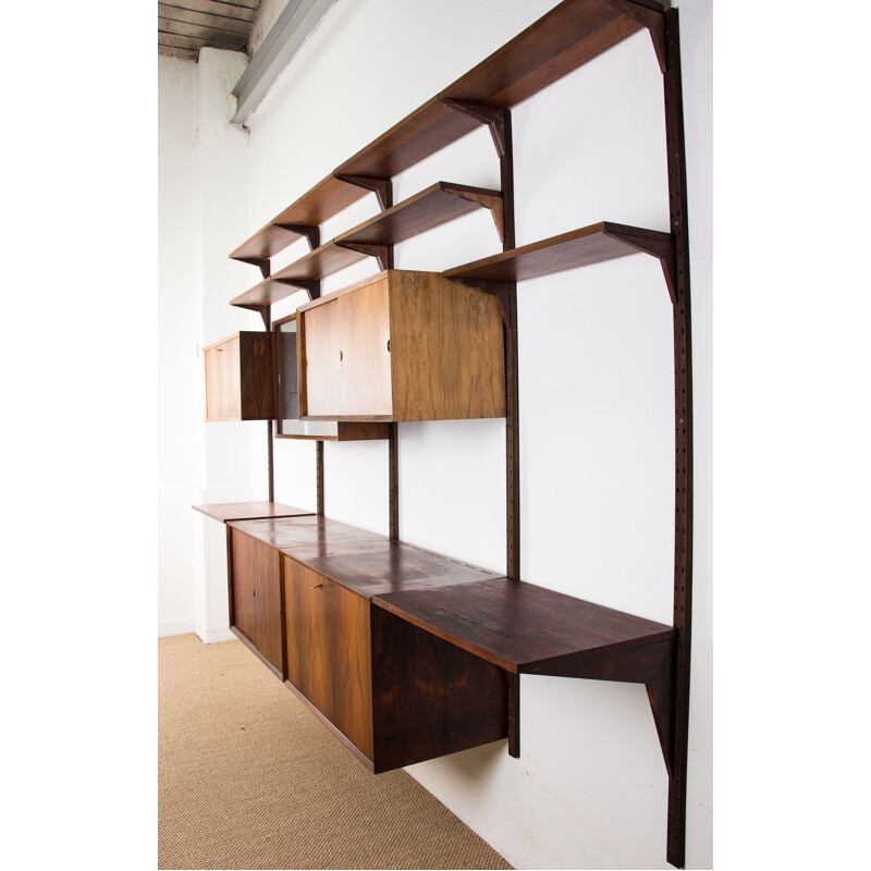 Vintage large modular shelf in Rio Rosewood by Poul Cadovius Danish Poul 1960