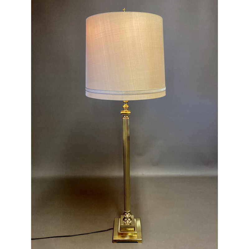 Vintage floor lamp Metal and silk 1950