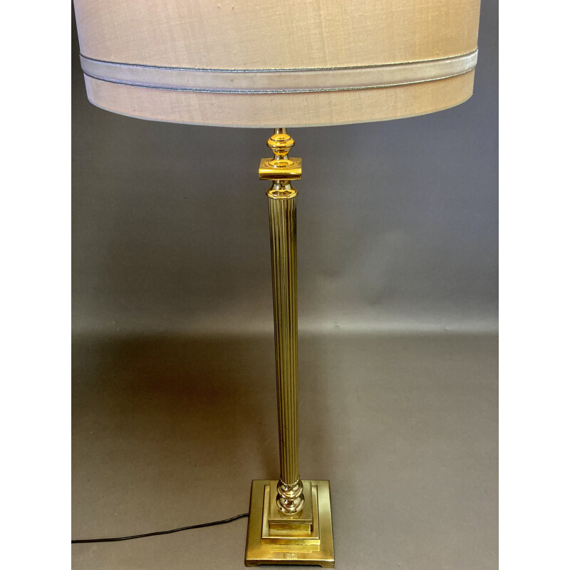 Vintage floor lamp Metal and silk 1950