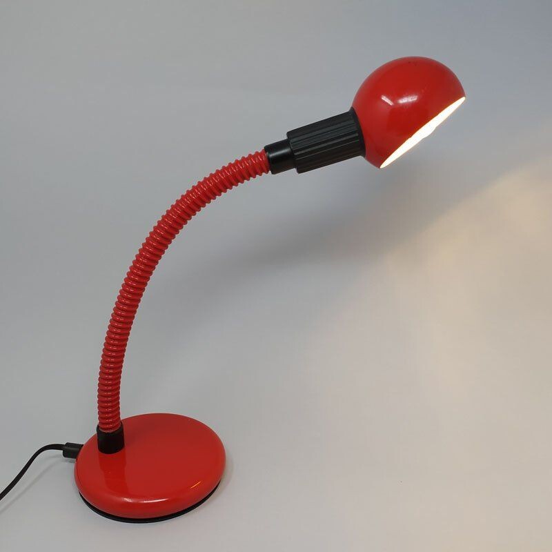 Lampe de table Vintage rouge de Veneta Lumi, Italie 1970