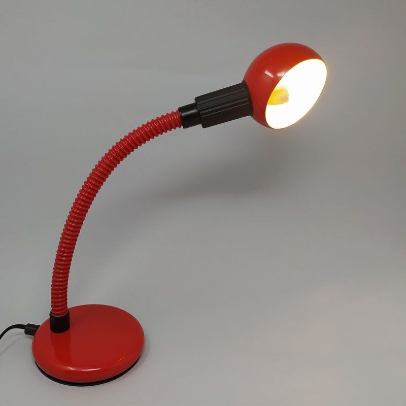 Lampe de table Vintage rouge de Veneta Lumi, Italie 1970