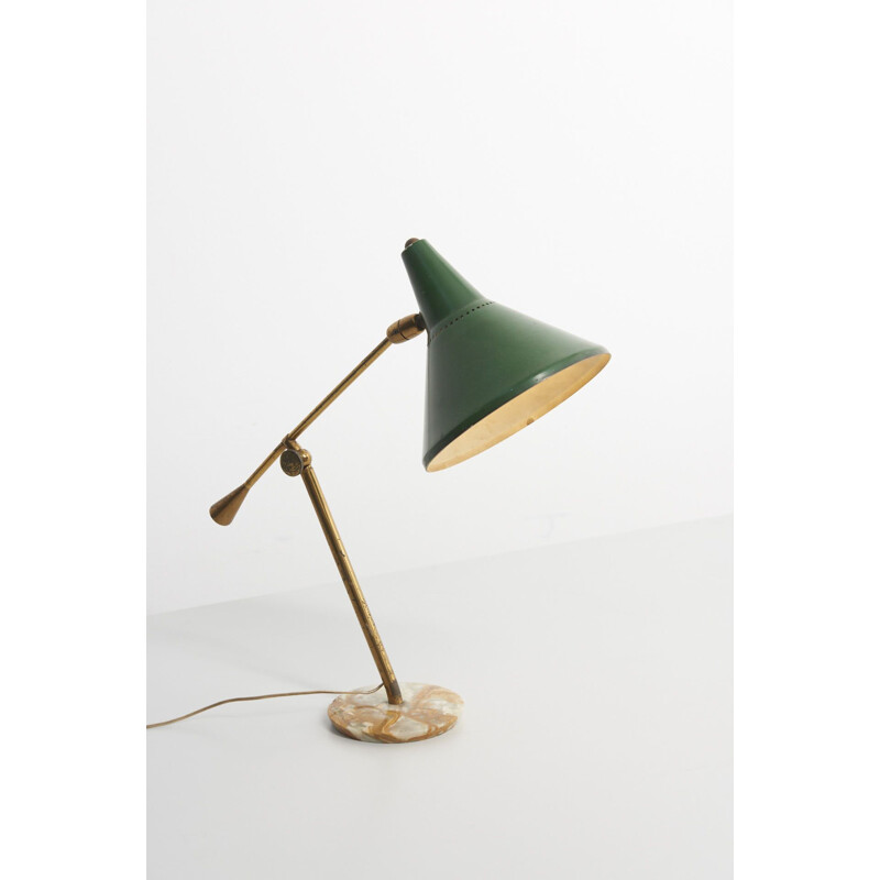 Vintage Brass Table Lamp with a Marble Foot, Italy 1950s