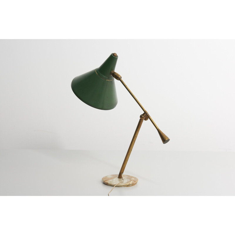 Vintage Brass Table Lamp with a Marble Foot, Italy 1950s