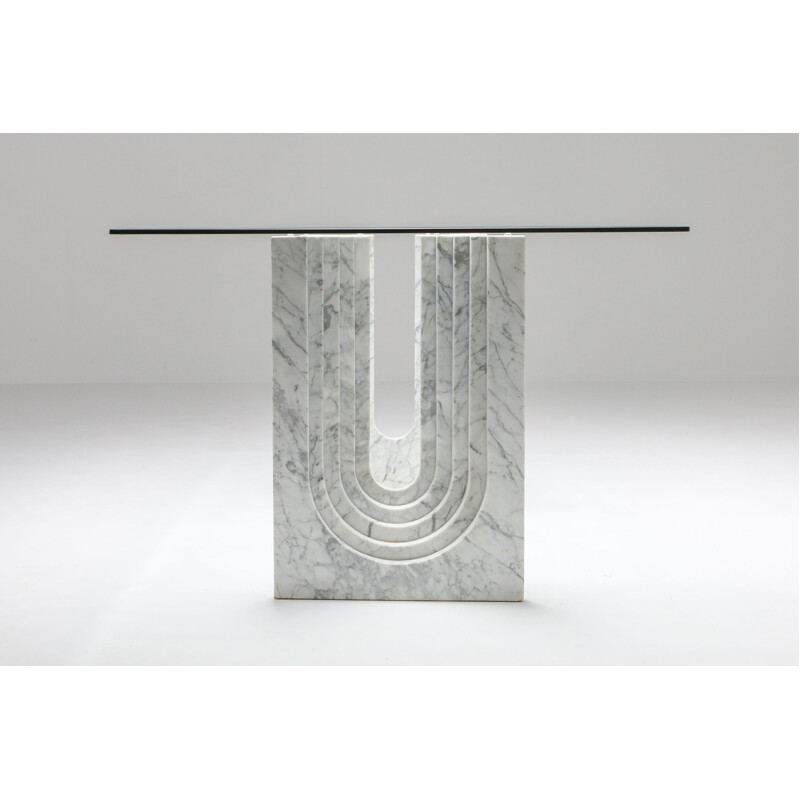 Table à manger vintage Scarpa Carrara en marbre blanc 1970