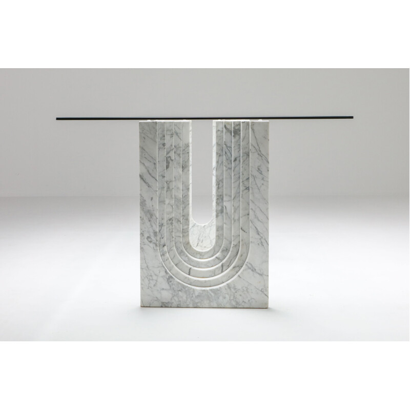 Vintage Dining Table Scarpa Carrara White Marble 1970s