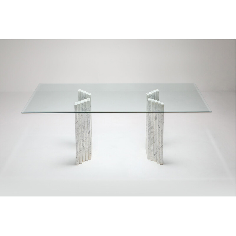 Vintage Dining Table Scarpa Carrara White Marble 1970s