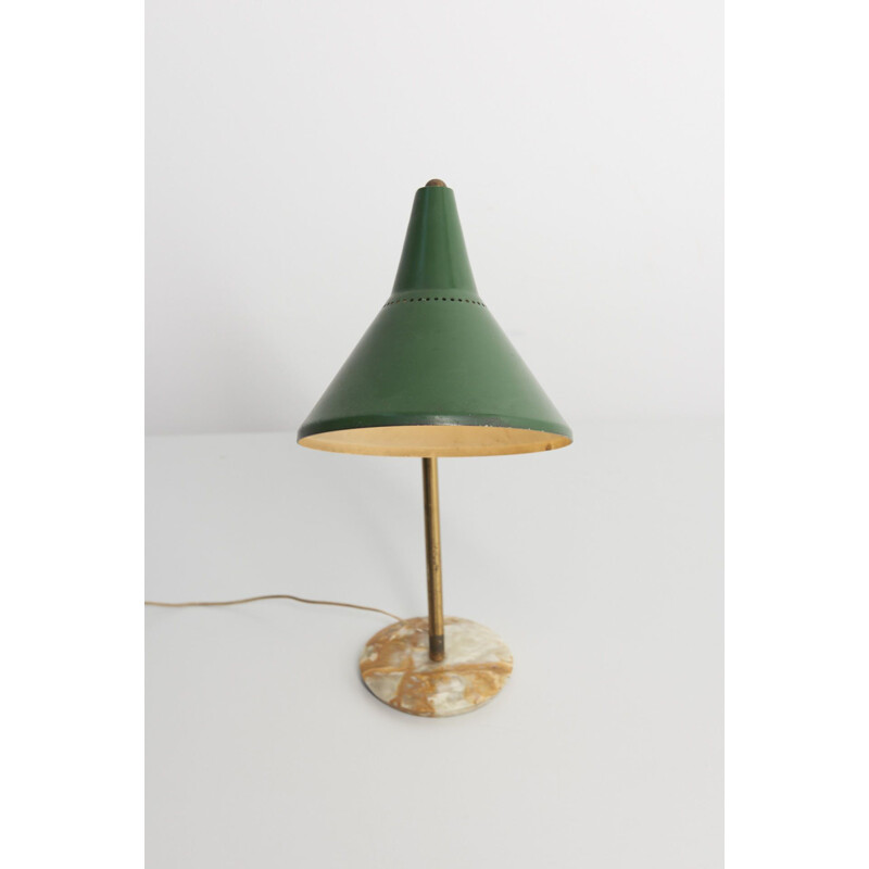 Lampe de table vintage en laiton avec un pied en marbre, Italie 1950