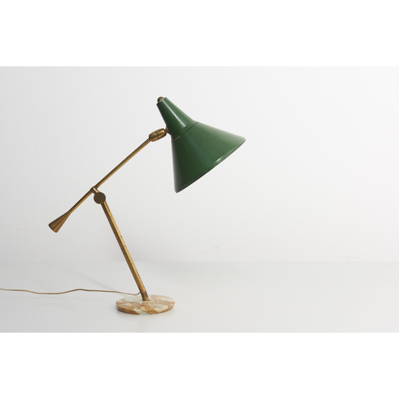 Vintage Brass Table Lamp with a Marble Foot, Italy 1950s