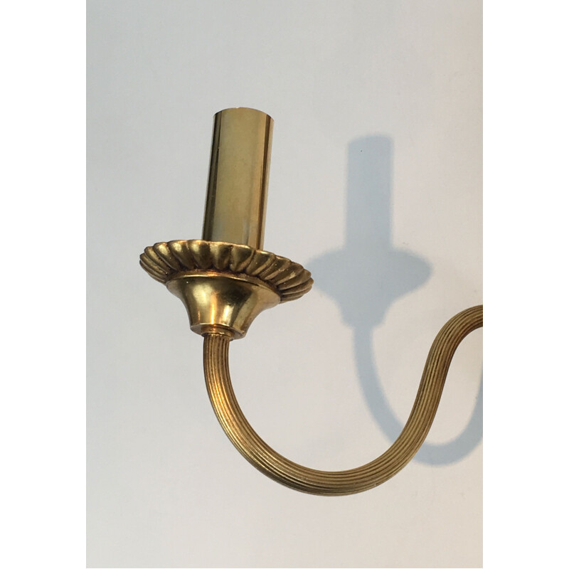 Pair of vintage bronze and brass palm tree wall lights, 1970