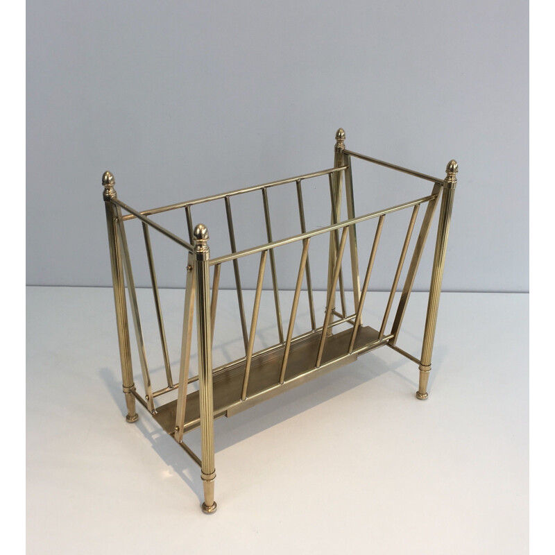 Vintage Neoclassical Brass Magazine Rack, 1940s