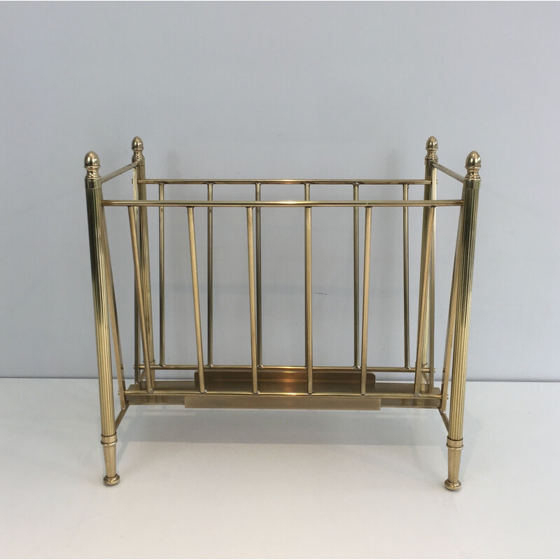 Vintage Neoclassical Brass Magazine Rack, 1940s