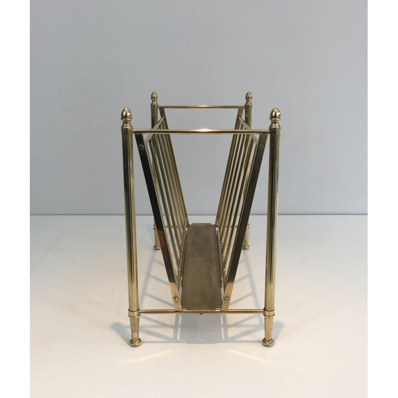 Vintage Neoclassical Brass Magazine Rack, 1940s