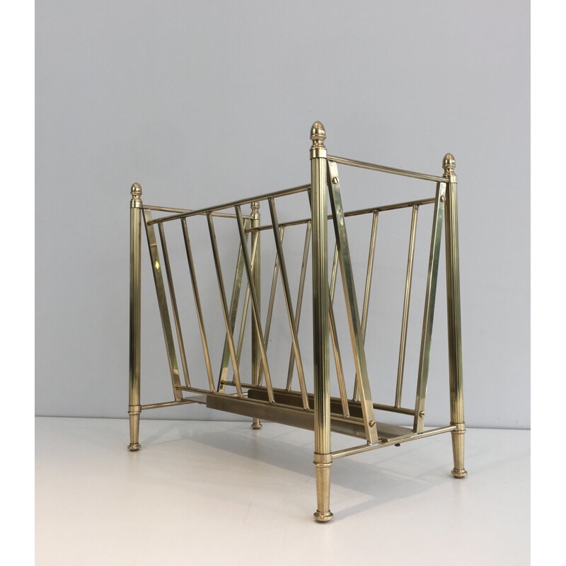 Vintage Neoclassical Brass Magazine Rack, 1940s