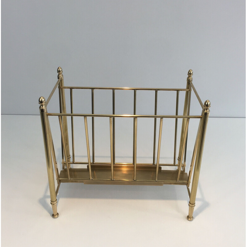 Vintage Neoclassical Brass Magazine Rack, 1940s