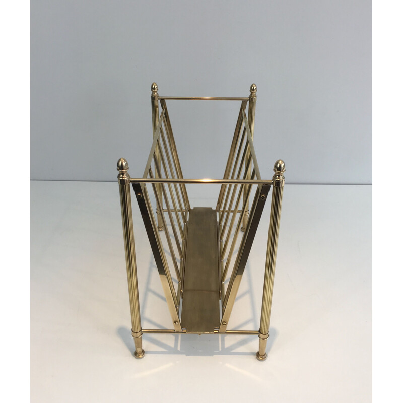 Vintage Neoclassical Brass Magazine Rack, 1940s