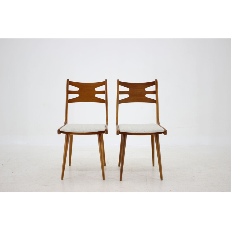 Set of 6 Vintage Oak Dining Chairs, Czechoslovakia 1960s