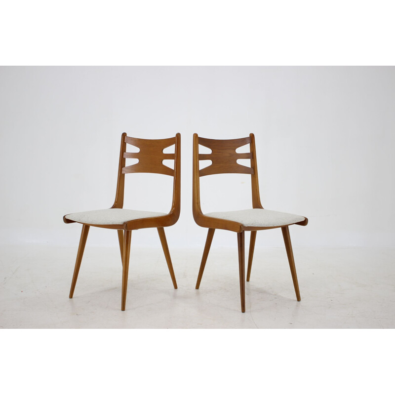 Set of 6 Vintage Oak Dining Chairs, Czechoslovakia 1960s