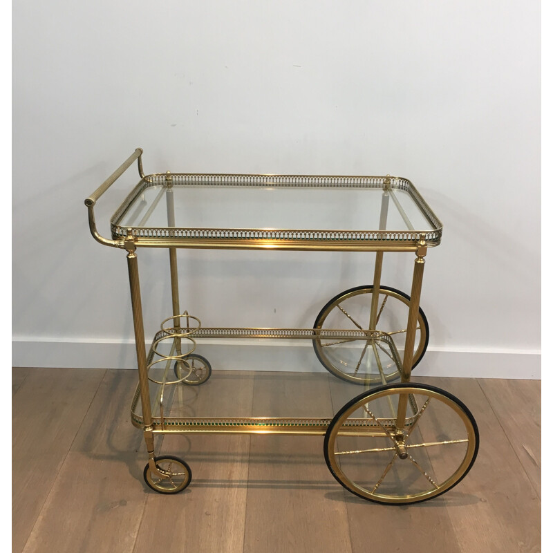 Vintage neoclassical brass rolling table, 1940