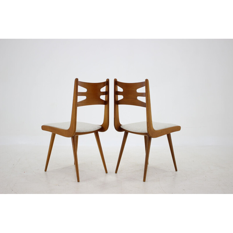 Set of 6 Vintage Oak Dining Chairs, Czechoslovakia 1960s