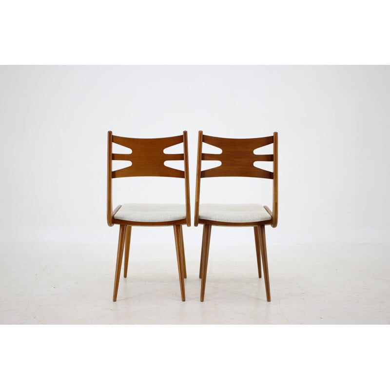 Set of 6 Vintage Oak Dining Chairs, Czechoslovakia 1960s