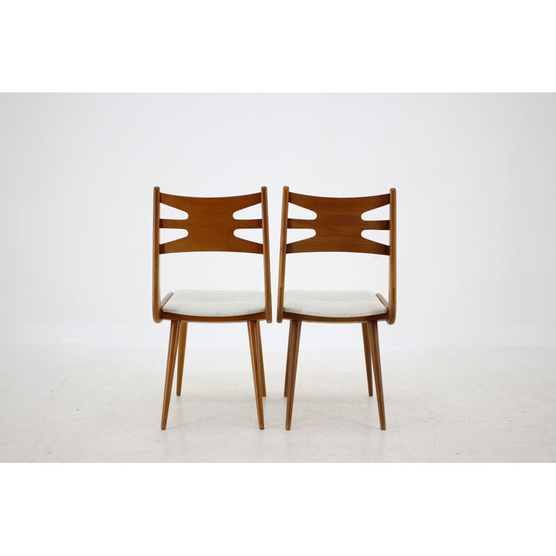 Set of 6 Vintage Oak Dining Chairs, Czechoslovakia 1960s