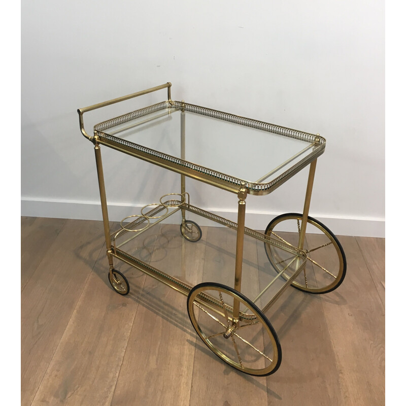 Vintage neoclassical brass rolling table, 1940