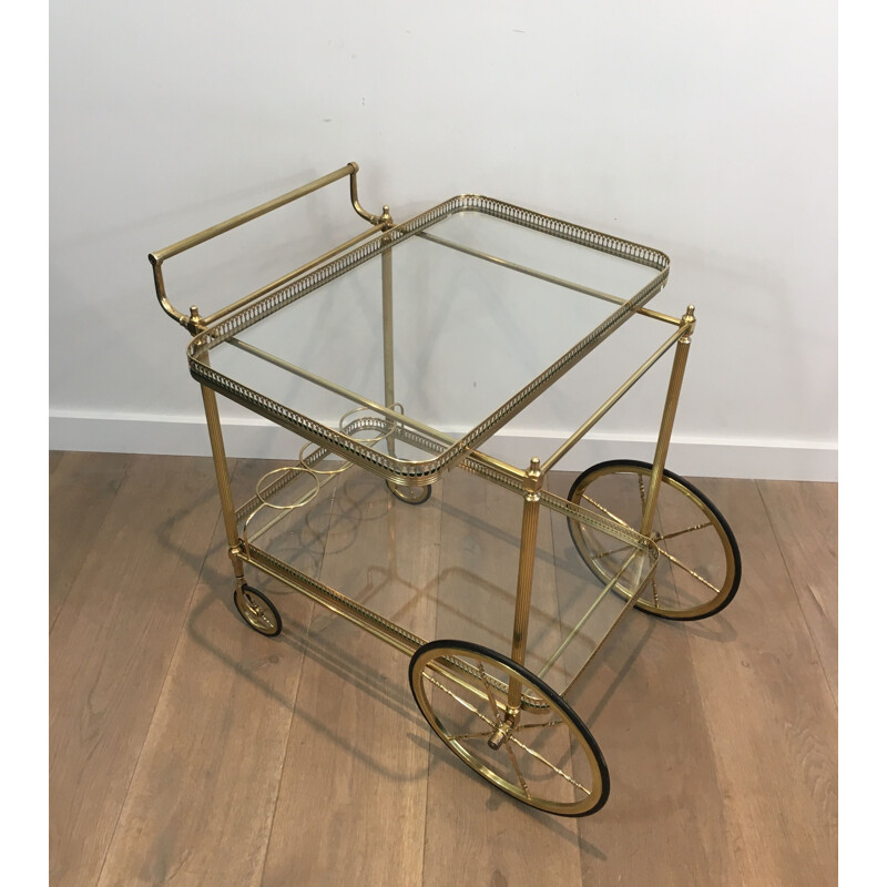 Vintage neoclassical brass rolling table, 1940