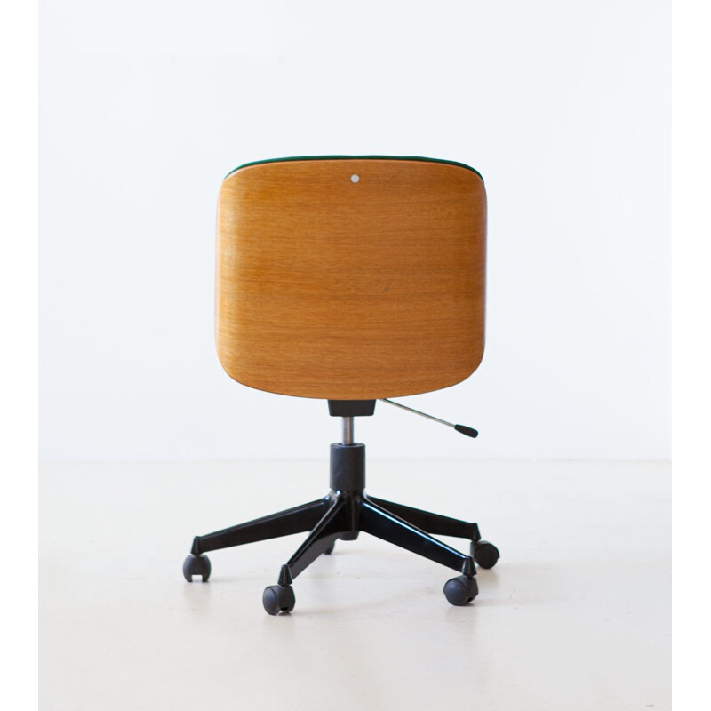 Vintage Swivel Chair in Oak by Ico Parisi for MIM Roma Italian 1960s