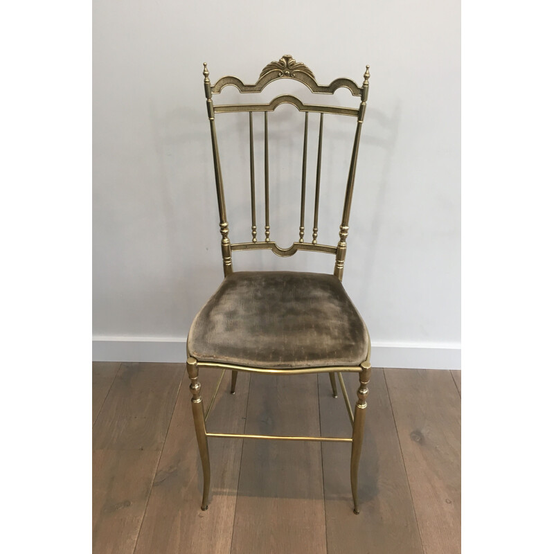 Set of 4 vintage neoclassical brass chairs, 1970