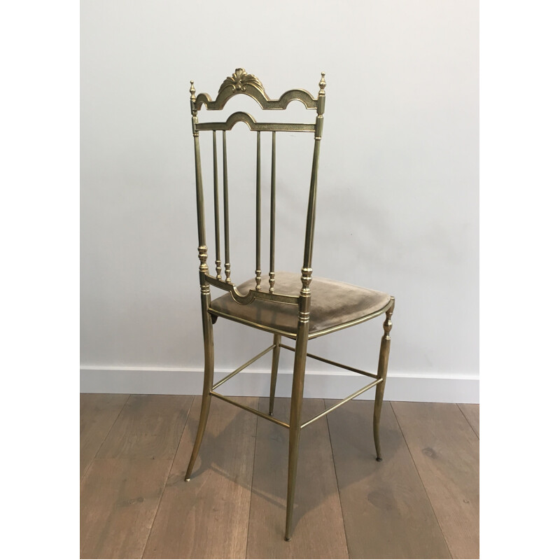 Set of 4 vintage neoclassical brass chairs, 1970