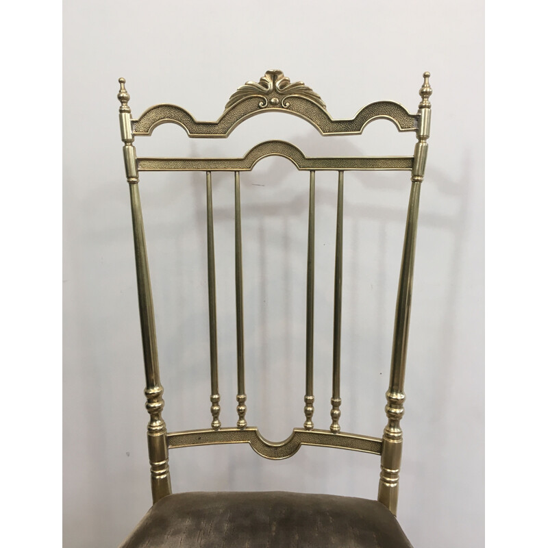 Set of 4 vintage neoclassical brass chairs, 1970