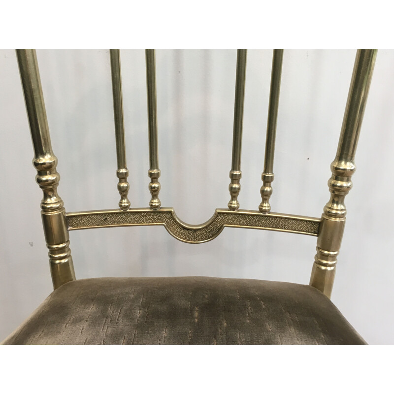 Set of 4 vintage neoclassical brass chairs, 1970